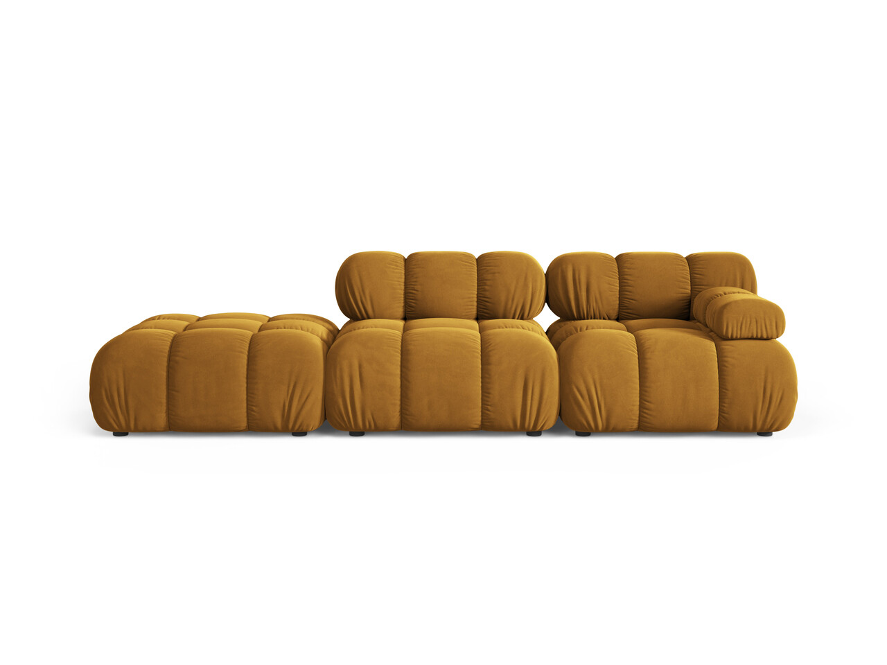 Canapea modulara 4 locuri cotiera stanga, Bellis-51, Micadoni Home, 282x94x70 cm, catifea, galben - imagine 6